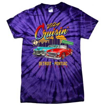 2024 Cruisin Woodward Ave Cruise Detroit To Pontiac Classic Cars Tie-Dye T-Shirt