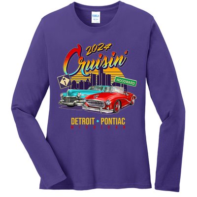 2024 Cruisin Woodward Ave Cruise Detroit To Pontiac Classic Cars Ladies Long Sleeve Shirt