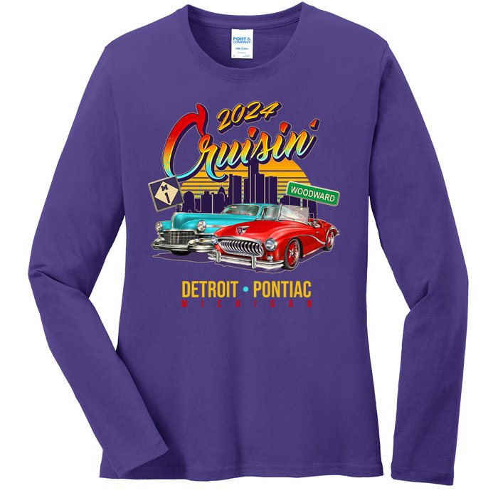 2024 Cruisin Woodward Ave Cruise Detroit To Pontiac Classic Cars Ladies Long Sleeve Shirt