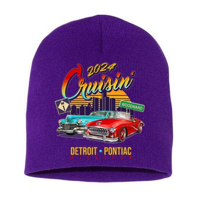 2024 Cruisin Woodward Ave Cruise Detroit To Pontiac Classic Cars Short Acrylic Beanie