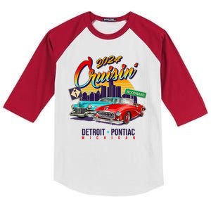 2024 Cruisin Woodward Ave Cruise Detroit To Pontiac Classic Cars Kids Colorblock Raglan Jersey