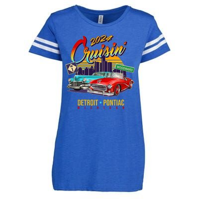 2024 Cruisin Woodward Ave Cruise Detroit To Pontiac Classic Cars Enza Ladies Jersey Football T-Shirt