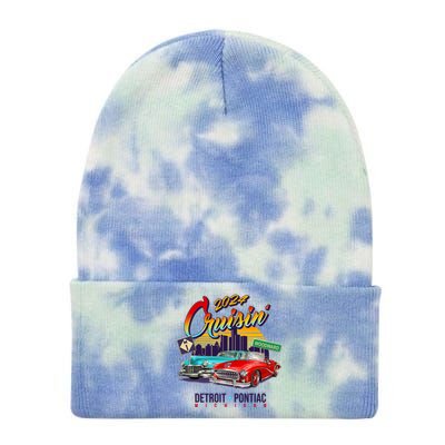 2024 Cruisin Woodward Ave Cruise Detroit To Pontiac Classic Cars Tie Dye 12in Knit Beanie