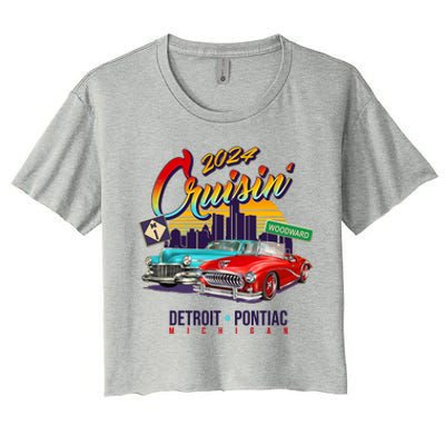 2024 Cruisin Woodward Ave Cruise Detroit To Pontiac Classic Cars Women's Crop Top Tee