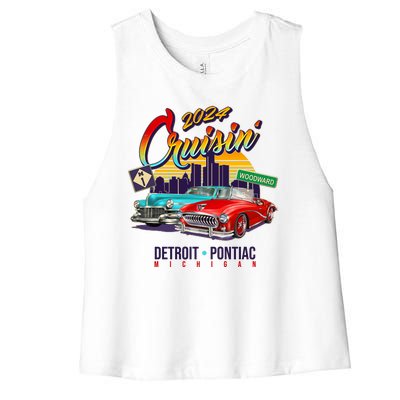 2024 Cruisin Woodward Ave Cruise Detroit To Pontiac Classic Cars Women's Racerback Cropped Tank