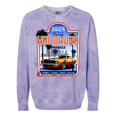 2024 Cruising Woodward Muscle Car Scenic Colorblast Crewneck Sweatshirt