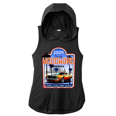 2024 Cruising Woodward Muscle Car Scenic Ladies PosiCharge Tri-Blend Wicking Draft Hoodie Tank