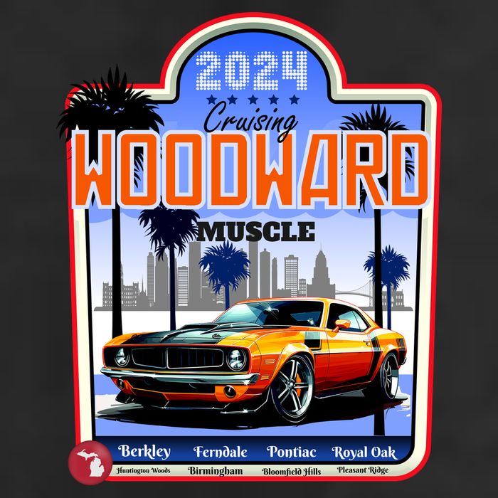 2024 Cruising Woodward Muscle Car Scenic 7 Panel Mesh Trucker Snapback Hat