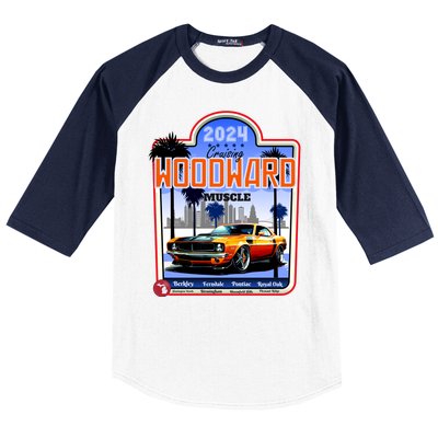 2024 Cruising Woodward Muscle Car Scenic Baseball Sleeve Shirt