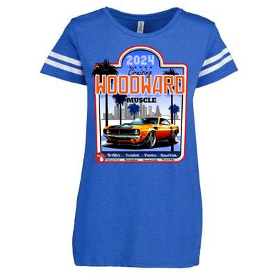 2024 Cruising Woodward Muscle Car Scenic Enza Ladies Jersey Football T-Shirt