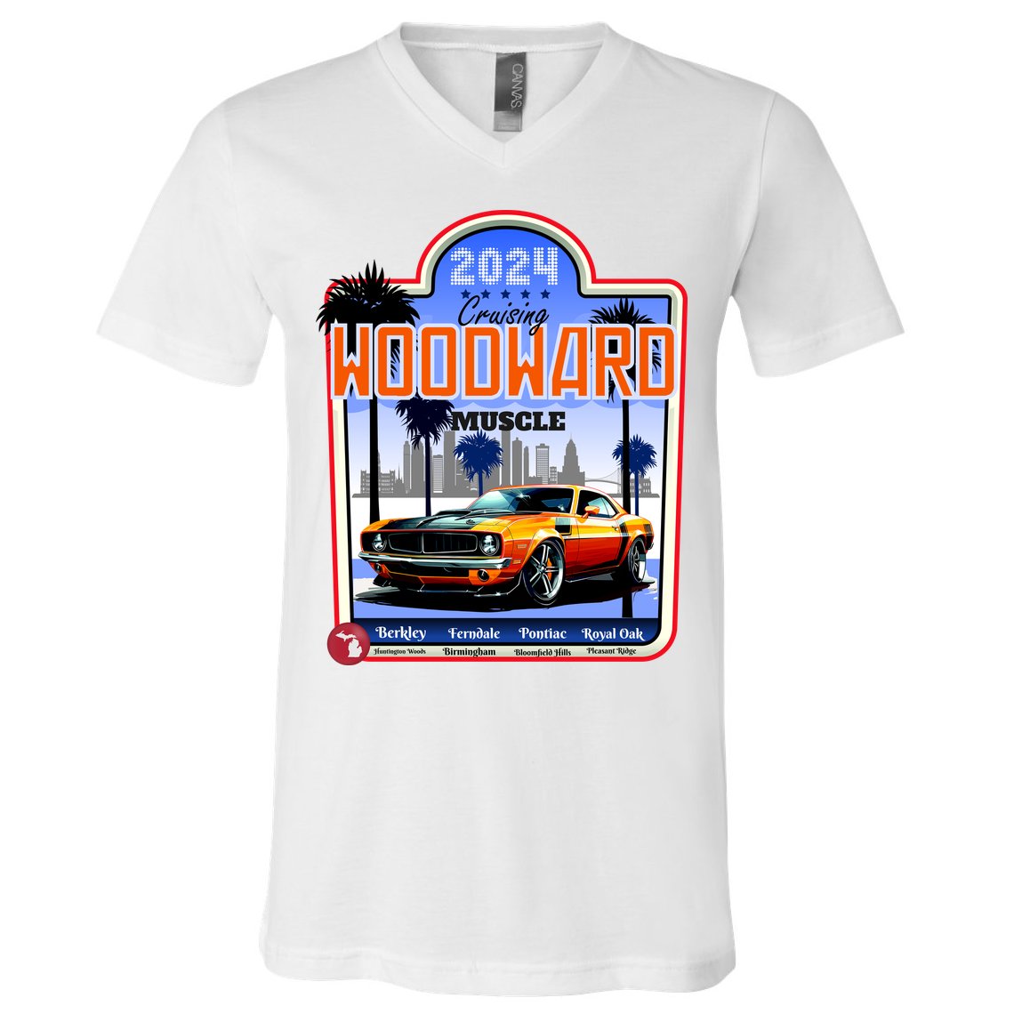 2024 Cruising Woodward Muscle Car Scenic V-Neck T-Shirt