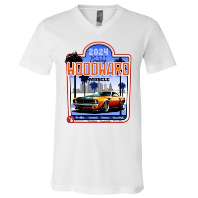 2024 Cruising Woodward Muscle Car Scenic V-Neck T-Shirt