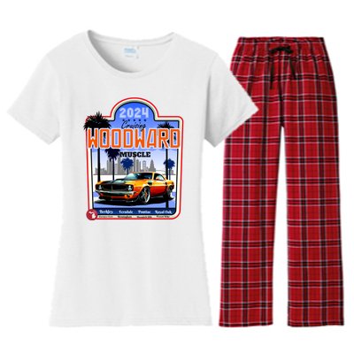 2024 Cruising Woodward Muscle Car Scenic Women's Flannel Pajama Set