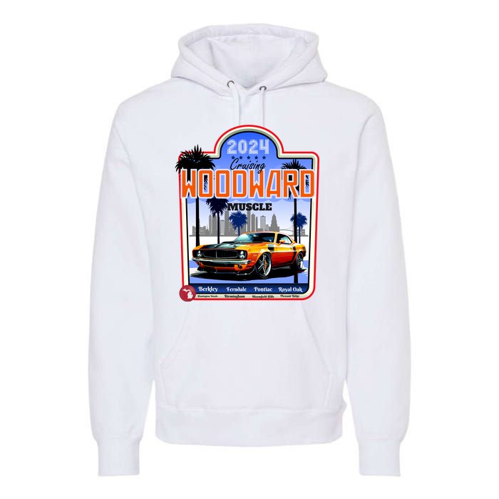 2024 Cruising Woodward Muscle Car Scenic Premium Hoodie