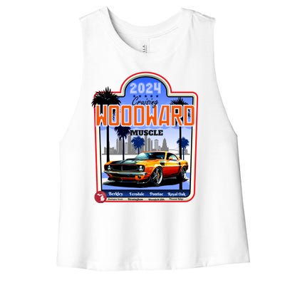 2024 Cruising Woodward Muscle Car Scenic Women's Racerback Cropped Tank