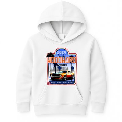 2024 Cruising Woodward Muscle Car Scenic Kids Hoodie