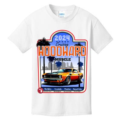 2024 Cruising Woodward Muscle Car Scenic Kids T-Shirt