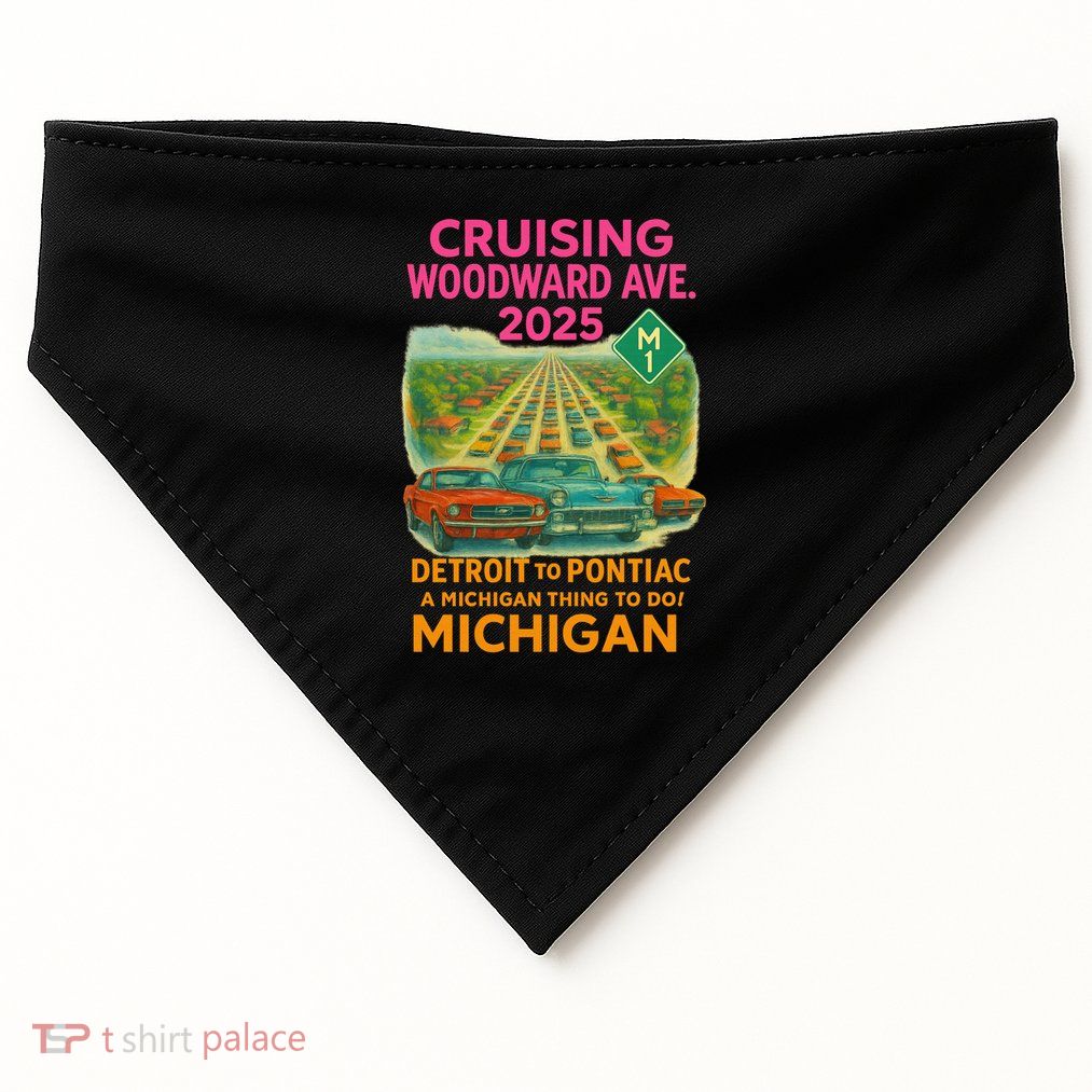 2025 Cruising Woodward Ave Detroit To Pontiac Car Cruise M1 USA-Made Doggie Bandana