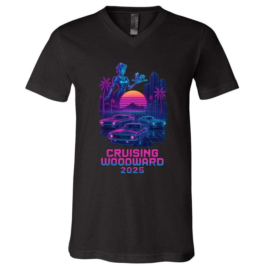 2025 Cruising Woodward Neon Vibes V-Neck T-Shirt