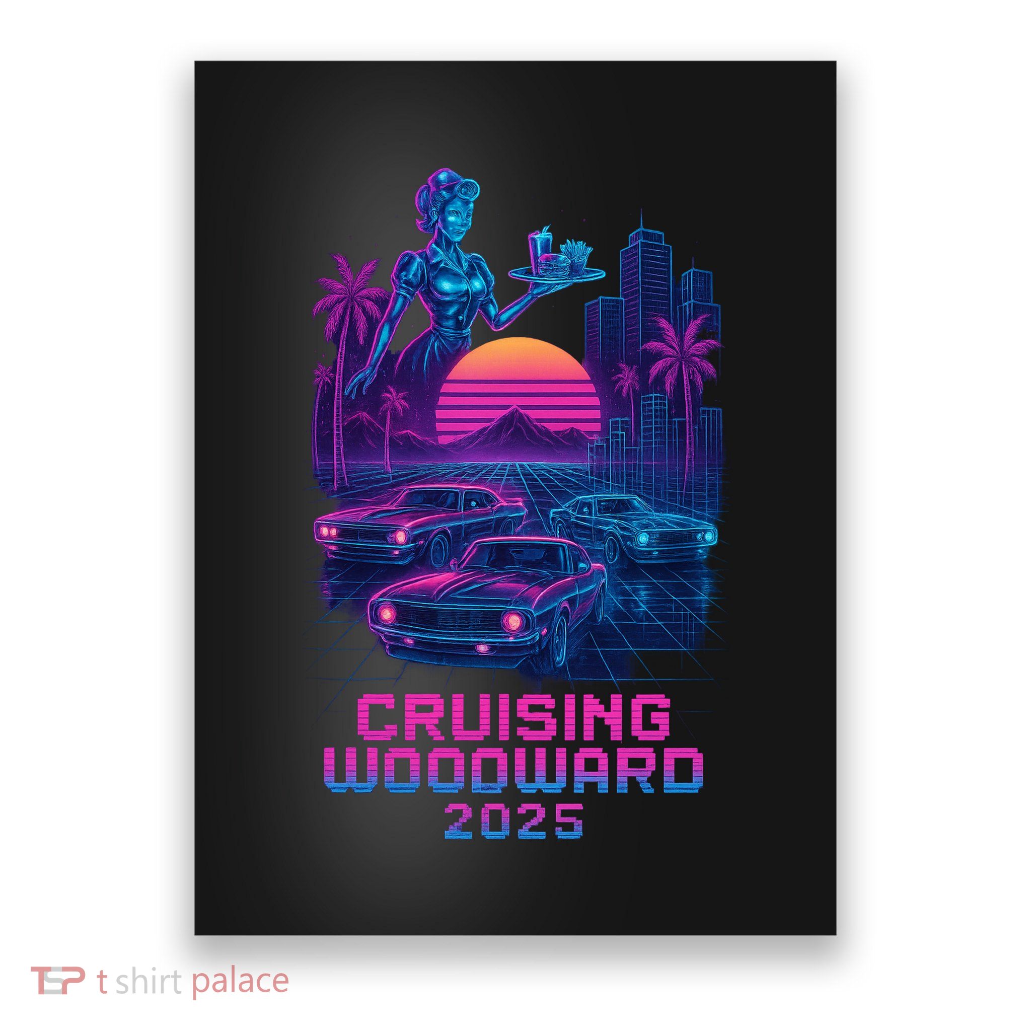 2025 Cruising Woodward Neon Vibes Poster