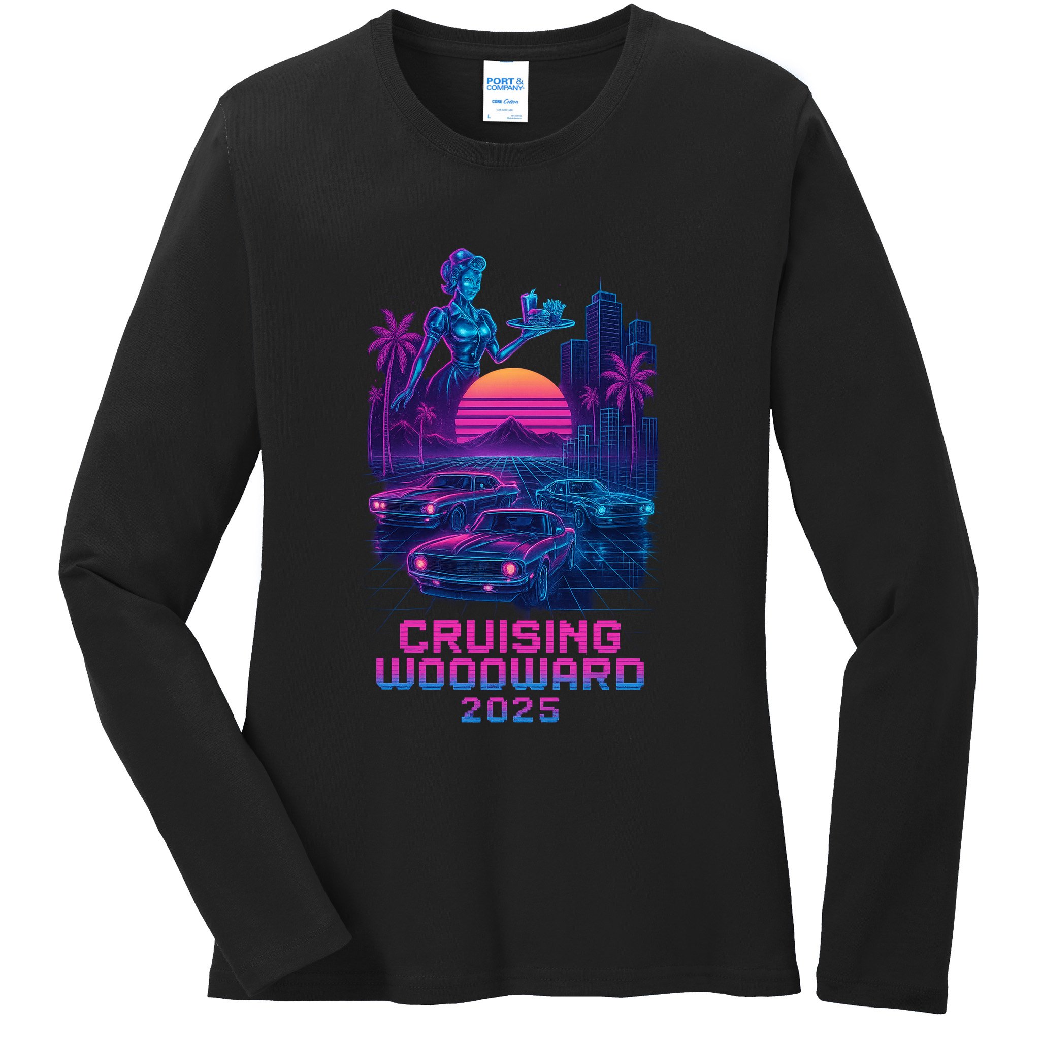 2025 Cruising Woodward Neon Vibes Ladies Long Sleeve Shirt