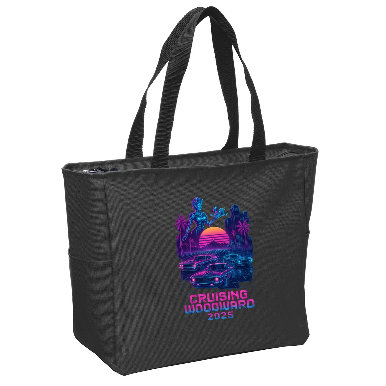 2025 Cruising Woodward Neon Vibes Zip Tote Bag
