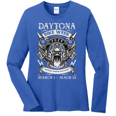 2024 Daytona Beach Bike Week Checkered Flag Ladies Long Sleeve Shirt