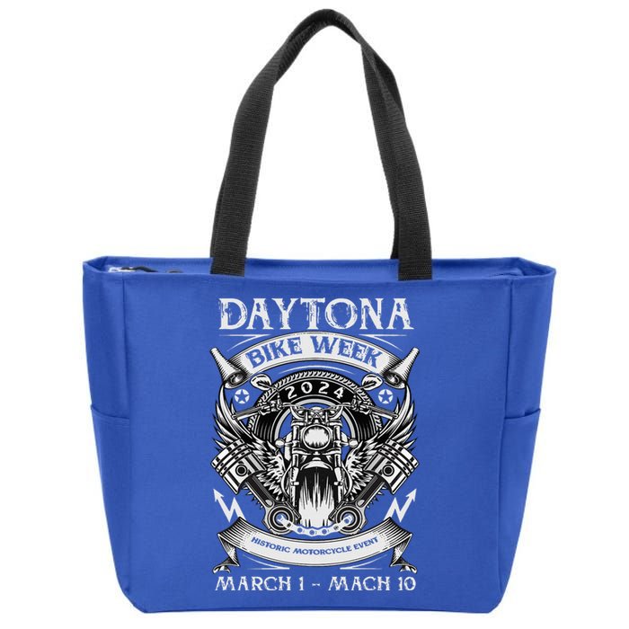 2024 Daytona Beach Bike Week Checkered Flag Zip Tote Bag