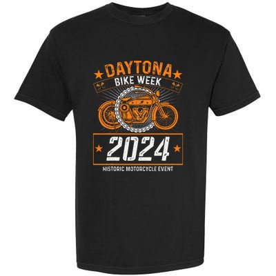 2024 Daytona Beach Bike Week Checkered Flag Garment-Dyed Heavyweight T-Shirt