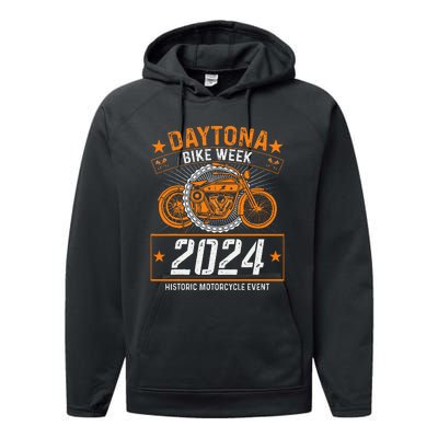 2024 Daytona Beach Bike Week Checkered Flag Performance Fleece Hoodie