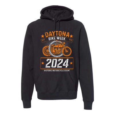 2024 Daytona Beach Bike Week Checkered Flag Premium Hoodie