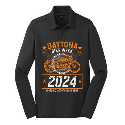 2024 Daytona Beach Bike Week Checkered Flag Silk Touch Performance Long Sleeve Polo