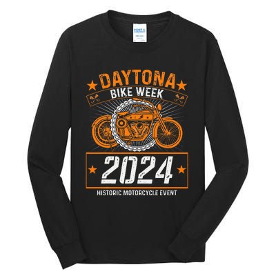 2024 Daytona Beach Bike Week Checkered Flag Tall Long Sleeve T-Shirt