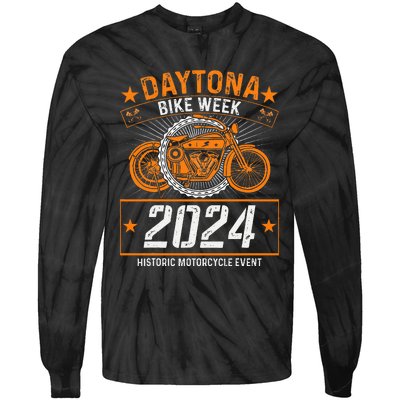 2024 Daytona Beach Bike Week Checkered Flag Tie-Dye Long Sleeve Shirt