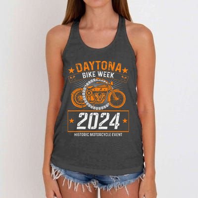 2024 Daytona Beach Bike Week Checkered Flag Women's Knotted Racerback Tank