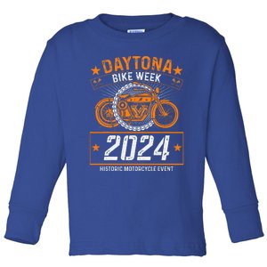 2024 Daytona Beach Bike Week Checkered Flag Toddler Long Sleeve Shirt