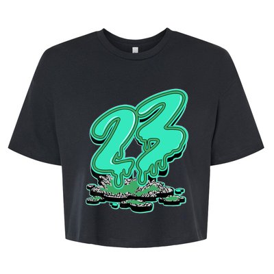 23 Drip Black Green Glow 3s Matching Bella+Canvas Jersey Crop Tee