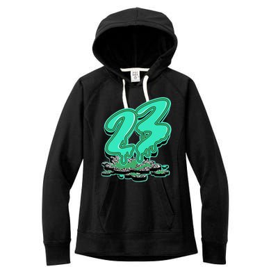 23 Drip Black Green Glow 3s Matching Women's Fleece Hoodie