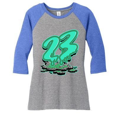 23 Drip Black Green Glow 3s Matching Women's Tri-Blend 3/4-Sleeve Raglan Shirt