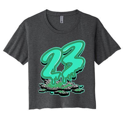 23 Drip Black Green Glow 3s Matching Women's Crop Top Tee