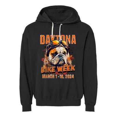 2024 Daytona Beach Bike Week Vintage Rally Art On Front Garment-Dyed Fleece Hoodie