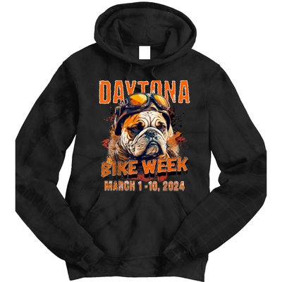 2024 Daytona Beach Bike Week Vintage Rally Art On Front Tie Dye Hoodie