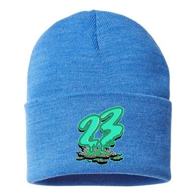 23 Drip Black Green Glow 3s Matching Sustainable Knit Beanie