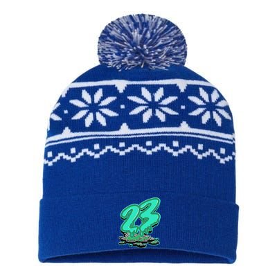 23 Drip Black Green Glow 3s Matching USA-Made Snowflake Beanie