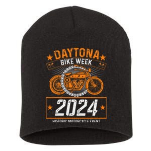 2024 Daytona Beach Bike Week Checkered Flag Design Short Acrylic Beanie