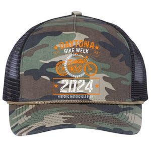 2024 Daytona Beach Bike Week Checkered Flag Design Retro Rope Trucker Hat Cap