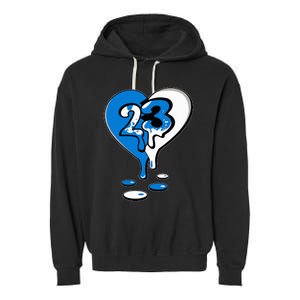 23 Drip Heart Military Blue 4s Matching Garment-Dyed Fleece Hoodie