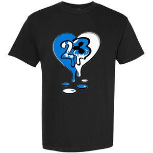 23 Drip Heart Military Blue 4s Matching Garment-Dyed Heavyweight T-Shirt