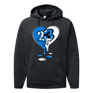 23 Drip Heart Military Blue 4s Matching Performance Fleece Hoodie