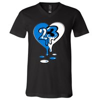 23 Drip Heart Military Blue 4s Matching V-Neck T-Shirt